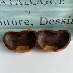 Organic Wooden Carved Dual Dish Tray